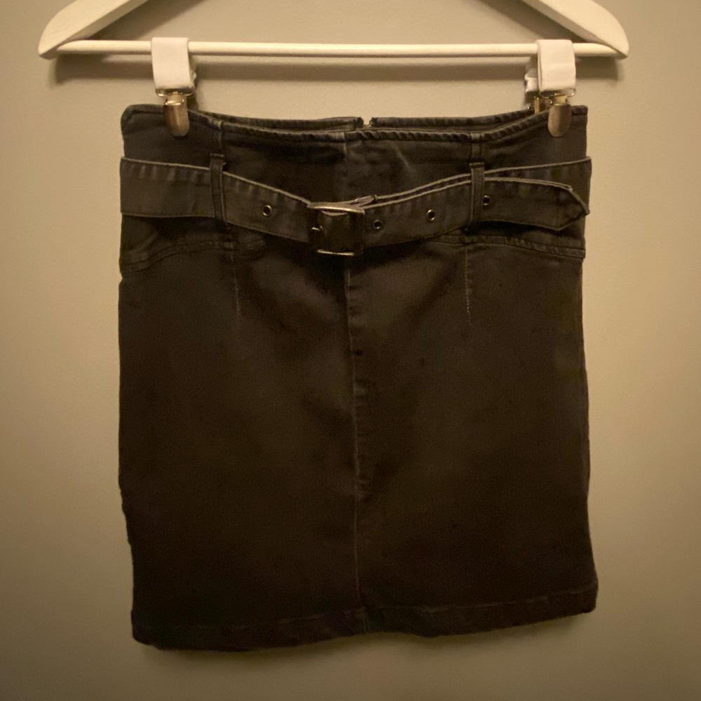 Free People black denim skirt with belt size 10